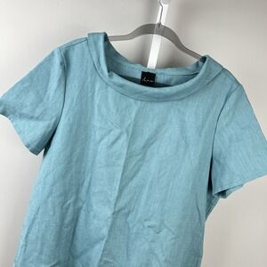 Le Muse Lagenlook Shift Dress Womens XXL Teal Linen Cotton Blend Coastal